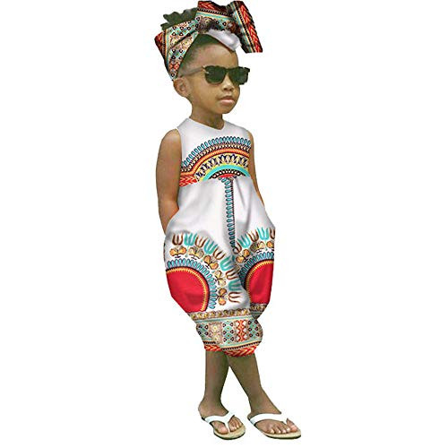 WOCACHI Toddler Kid Baby Girls African Print Sleeveless Romper Hair Band Jumpsuit Clothes Newborn Mom Daughter Son Coverall Layette Sets Best Gift Multi Adorable Dress-up Outfits