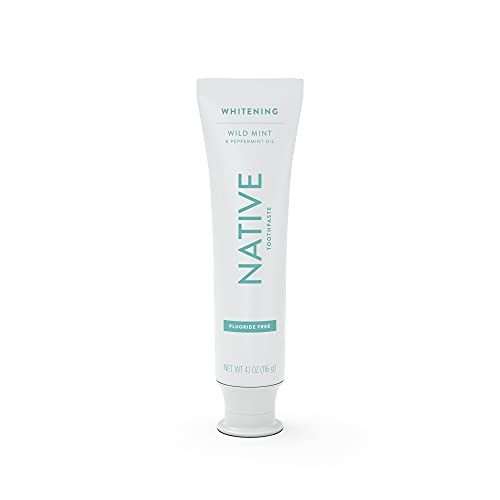Native Toothpaste Whitening Wild Mint  and  Peppermint Oil - Fluoride Free Toothpaste, Made Without Triclosan - 4.1 oz