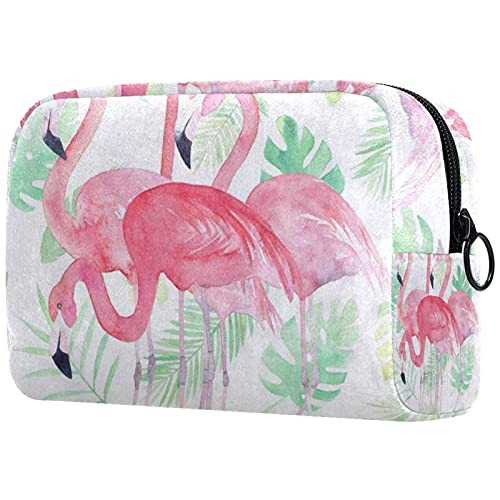 Women Makeup Bag,Cosmetic Storage Bag watercolor leaf pink flamingo for Travel,Cosmetics Organizer Women Makeup Bag,Cosmetic Storage Bag watercolor leaf pink flamingo for Travel,Cosmetics Organizer