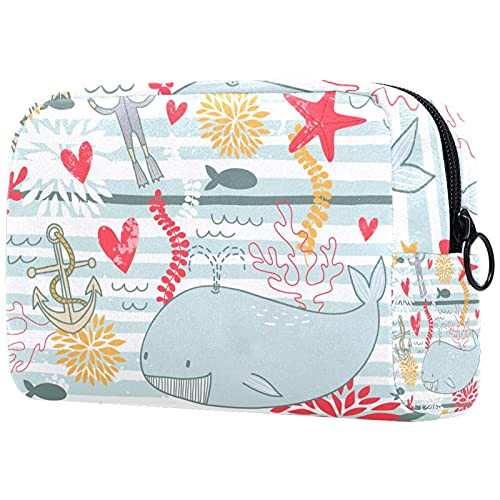 Women Makeup Bag,Cosmetic Storage Bag whale sea for Travel,Cosmetics Organizer