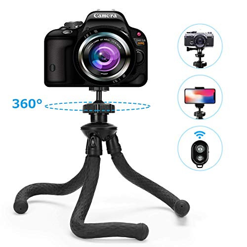 Flexible Phone Tripod, Etersky Mini Camera Tripod with Wireless Bluetooth Remote Shutter, Waterproof Travel Tripod Mount Stand Holder for GoPro Camera iPhone Samsung Android Cell Phone