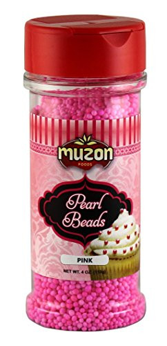 Muzon Foods Candy Cane Decorations, Pink Edible Sugar Pearls, Pearl Beads Pink, Dragees Decoration