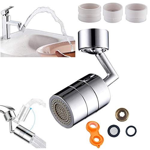 Universal Splash Filter Faucet, 720 Swivel Faucet Aerator, 2 Mode Water Saving Sprayer, Eye Wash Gargle Station,Faucet Fountain Attachment, Faucet Extender for Kitchen Bathroom Sink with 5 Tools