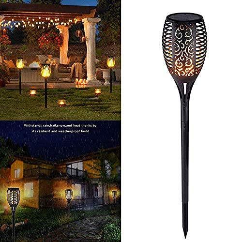 2/4 Pack 12 LED Solar Torch Light with Flickering Flame, Outdoor Solar Flame Effect Lantern, Garden Spotlights Landscape Decoration Stick Light for Patio Driveway Pathway Driveway -2 Pcs-