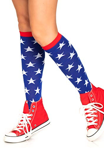 Leg Avenue Women's American Flag Knee High Socks, Star Multicolor, O/S