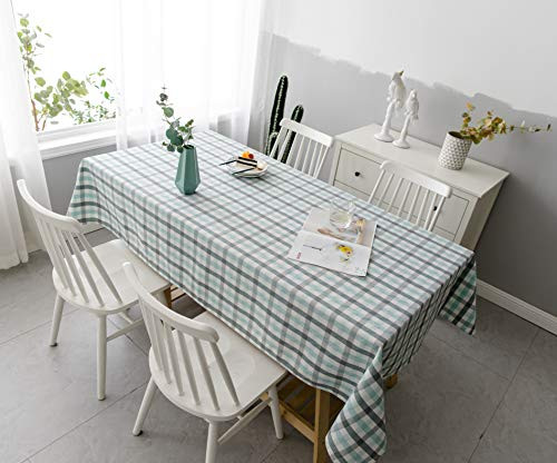 Aquazolax Long Rectangle Tablecloth Plaid Pattern Table Covers for Campfire Picnic Barbecue, 56x73 inches, Green