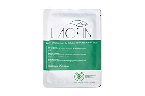 LACFIN Ultra Premium Bio-Cellulose Revive Facial Sheet Mask - EWG Verified Product, Pack of 3