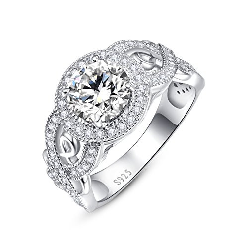Merthus Anniversary Jewelry Cubic Zirconia CZ Halo 925 Sterling Silver Ring for Women Size 6 Merthus Anniversary Jewelry Cubic Zirconia CZ Halo 925 Sterling Silver Ring for Women Size 6