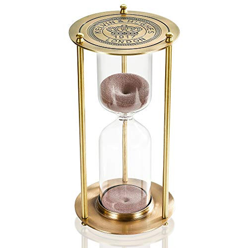Hourglass Sand Timer 30 Minute, Vintage Brass Sand Clock 30 Minutes, Metal Sand Watch 30 Min, Unique Sandglass Timer Hour Glass for Antique Decorative