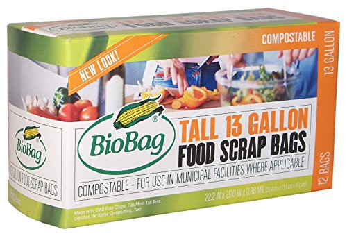 BioBag Tall Kitchen Compostable Bags -13 Gallon-, 12-Count Boxes -Pack of 4-