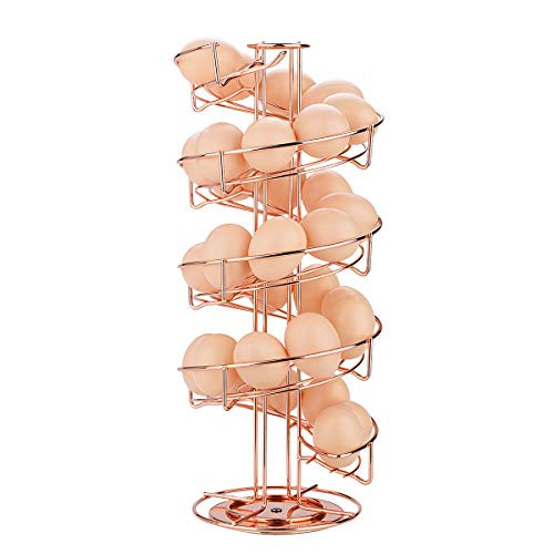 Toplife Spiral Design Metal Egg Skelter Dispenser Rack, Storage Display Rack, Rose Gold