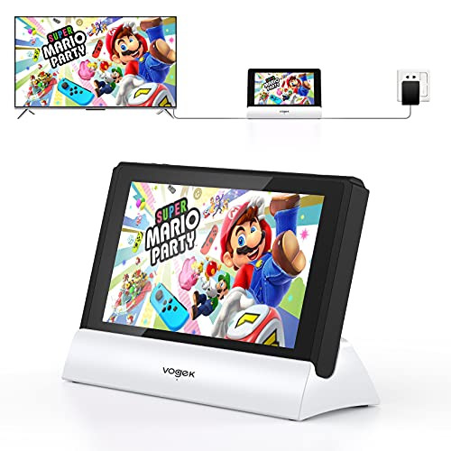 Switch TV Dock, Replacement for Nintendo TV Dock Station Portable Charging Docking Playstand for Nintendo Switch Charge and Play with Type C to HDMI TV Adapter, USB 3.0 2.0-White-