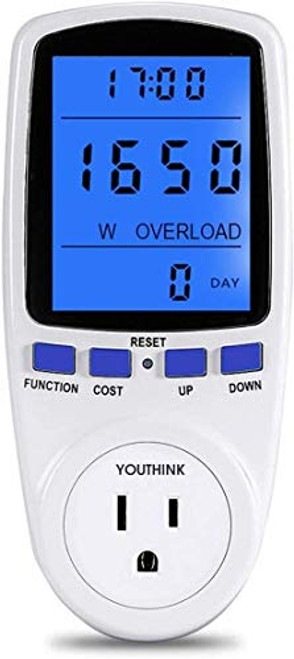 Power Meter Plug, MIXJOY Electricity Usage Monitor Watt Volt Amps KWH Consumption Analyzer with Digital LCD Display Overload Protection and 7 Display Modes for Energy Saving