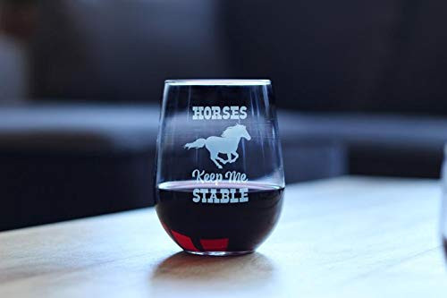 Horses Keep Me Stable | Cute Funny Stemless Wine Glass?Etched Sayings, Horse Gift Horses Keep Me Stable | Cute Funny Stemless Wine Glass?Etched Sayings, Horse Gift