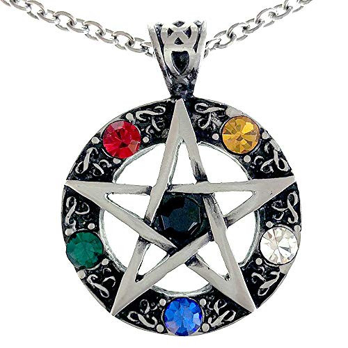 Wu Xing Feng Shui 5 Elements Celtic Pentagram Pentacle Star Crystal Pagan Silver Pewter Men's Pendant Necklace Protection Amulet Wealth Money Lucky Charm Safe Travel Talisman w Stainless Steel Chain Wu Xing Feng Shui 5 Elements Celtic Pentagram Pentacle Star Crystal Pagan Silver Pewter Men's Pendant Necklace Protection Amulet Wealth Money Lucky Charm Safe Travel Talisman w Stainless Steel Chain
