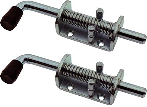 Spring Loaded Barrel Bolt (2 Pack) - Zinc Plated Steel - 6.5" Long Gate Spring Latch (20007)