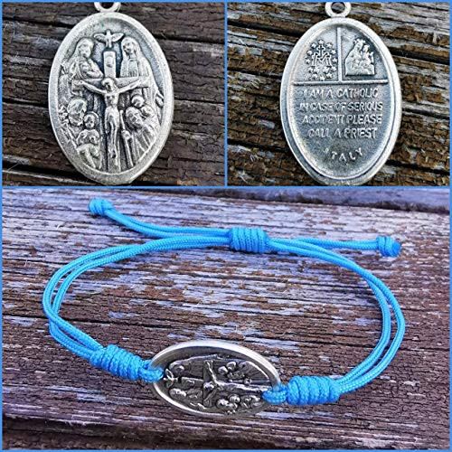 Simple Cord Patron Saint Medal Bracelet - I Am Catholic - St Michael Benedict Francis Anthony Christopher Peregrine Sebastian Jude Miraculous Scapular Guardian Angel Padre Pio