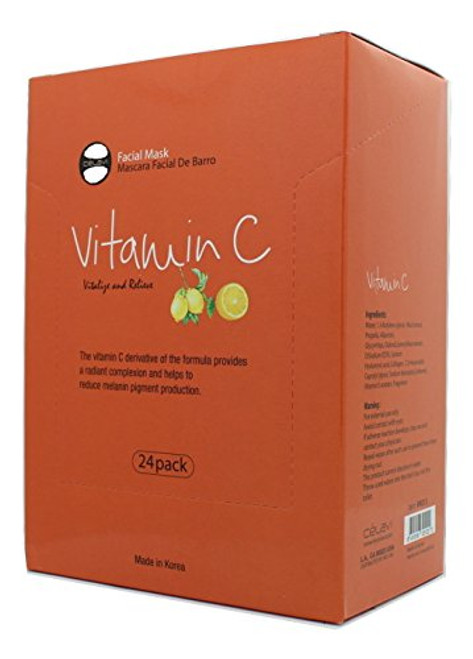 Celavi Essence Facial Mask Paper Sheet Korea Skin Care Moisturizing 24 Pack -Vitamin C-