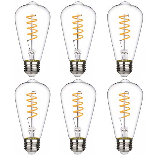 BORT 4.5W Dimmable 450LM Warm White 2700K, ST19/ST64 Vintage Edison LED Bulb, Antique Flexible LED Filament Light Bulb, 50W Equivalent, E26 Base, Clear Glass (6 Pack)