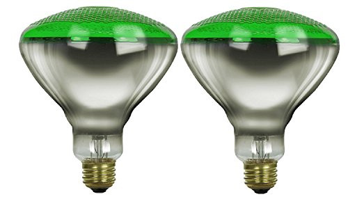 Pack Of 2 100BR38/FL/G Incandescent 100 Watt, Floodlight, Medium Based (E26), BR38 Reflector Colored Bulb, Green