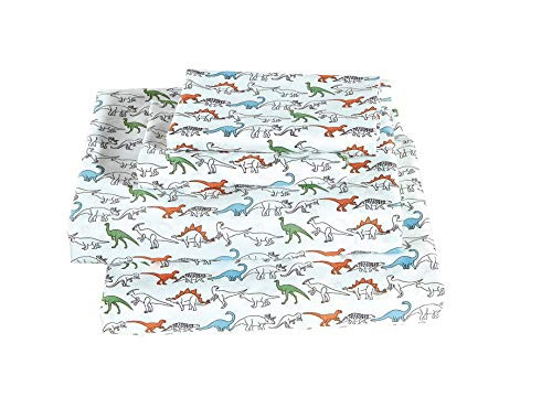 Linen Plus Twin Size 3pc Sheet Set for Boys Dinosaurs Rhino Orange Blue Green White New