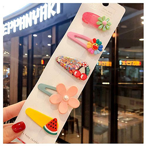 Pudwy 5 pcs/set Baby Girls Fruit Sequin Princess Shiny Colorful Hair Clips Sweet Headwear Hair Accessories Hairpins Barrettes 11