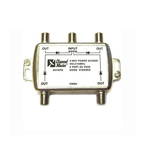 4 Way Splitter 2 GHz All Port DC Passing Power Splitter Divider with Diode Protection High Frequency UHF VHF Satellite Power Divider