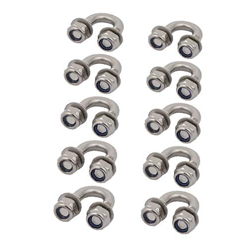 X-DREE 10pcs M6 Thread 304 Stainless Steel Round Bend U Bolt for 8mm Pipe Outer Dia -10pcs M6 fil 304 Round Bend U Bolt tuyau 8mm Dia exterieur