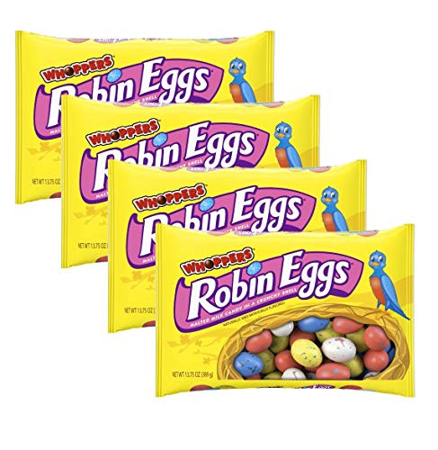 Whoppers Robin Eggs Chocolate Malted Milk Easter Candy - Pack of 4 Bags - 13.75 oz Per Bag - 55 oz Total of Bulk Whoppers Eggs