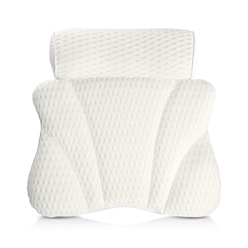 Bath Pillow for Tub Bathtub, CoastaCloud 5D Air Mesh Breathable Bath Pillow for Hot Tub, Spa Pillow with Neck Head Back Support, Bath Pillow with 6 Suction Cups, Bath Tub Accessories for Luxurious
