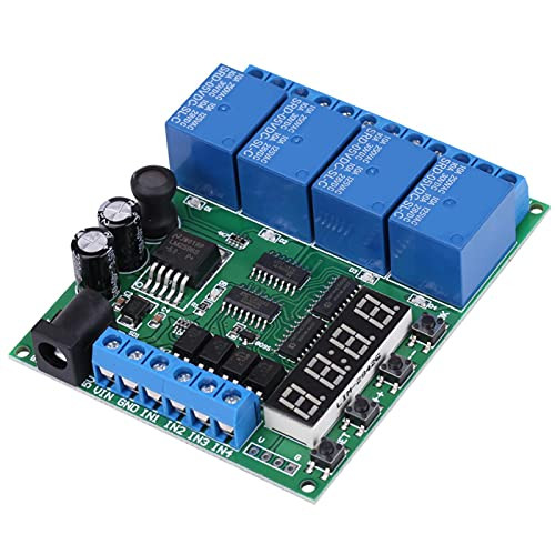 LANTRO JS - Time Delay Relay DC 5-24V Delay Controller Board Delay-Off Cycle Timer, 4-Channel Digital LED Display Multifunction Timing Relay Switch Module