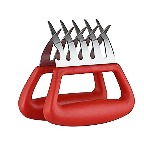 ZZCJ Stainless Steel Barbecue Claws, Bear Claws Meat Shredder -Easily Lift, Handle, Shred, and Cut Meats, Bear Claw Pulled Pork Meat Shredders in BBQ Accessories  and  Grilling - 2 Pcs A Set -Red-