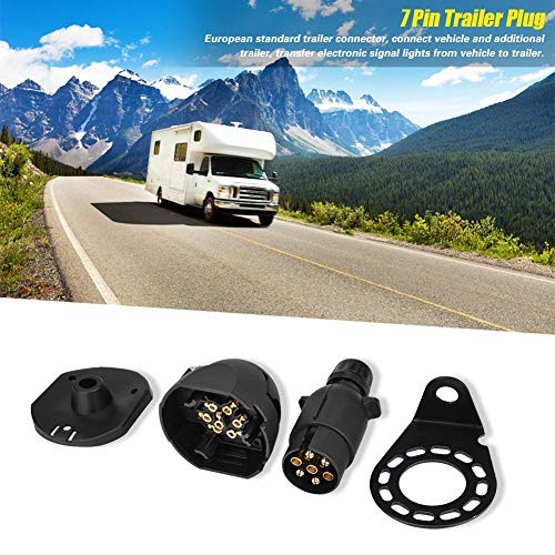 Davitu Cables, Adapters  and  Sockets - Trailer Plug Socket Connector Adapter Bracket for Trailer Caravan Towing Towbar Black Mounting Bracket 12N 7Pin