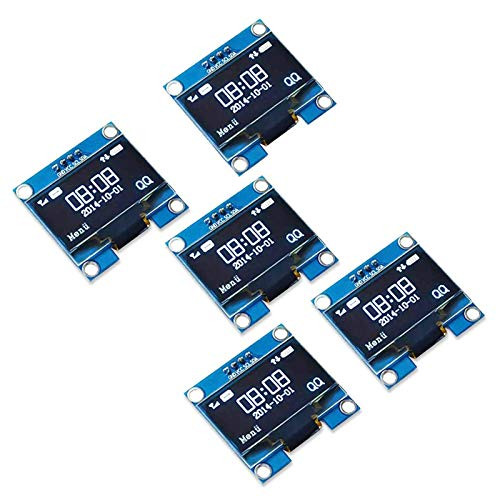PEMENOL 5PCS OLED Display Module for Arduino, 0.96 Inch I2C IIC Serial 128 x 64 OLED LCD Display Module with SSD1306 Driver for Raspberry Pi and ESP8266 - White Light
