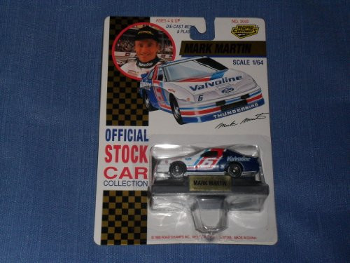 NASCAR 1992 Road Champs . . . Mark Martin 6 Valvoline Ford Thunderbird 1/64 Diecast . . . Includes Display Stand