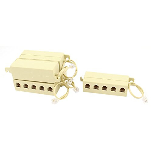 uxcell 6P4C RJ11 5 Outlet Telephone Modular Line Splitter Adapter 5 Pcs Beige