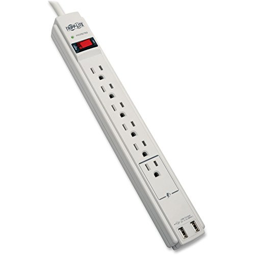 Tripp Lite TLP606USB Protect It Surge Suppressor, 6 Outlets, 6 ft Cord, 990 Joules, Cool Gray Tripp Lite TLP606USB Protect It Surge Suppressor, 6 Outlets, 6 ft Cord, 990 Joules, Cool Gray