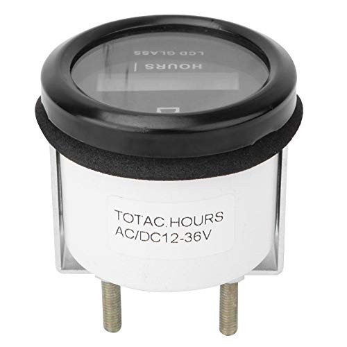 AC/DC 12-36V Quartz Hour Meter Round, LCD Display Digital Mechanical Hour Meter Gauge for Engineering Vehicle, Agricultural Machinery, Generators, Air Compressors, Pumps, Driving, Cranes