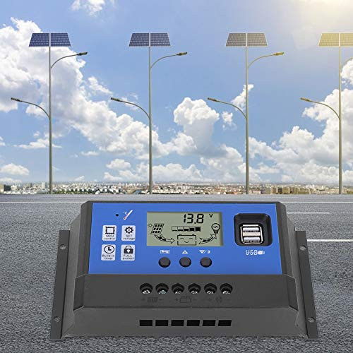 T angxi Solar Charge Controller, Dual USB Port Solar Panel Battery Regulator with LCD Display Multi-Function Adjustable LCD Display Light Controller-RBL-40A-