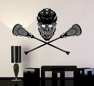 Vinyl Wall Decal Lacrosse Player Skull Sticks Helmet Stickers Murals -vs4823-