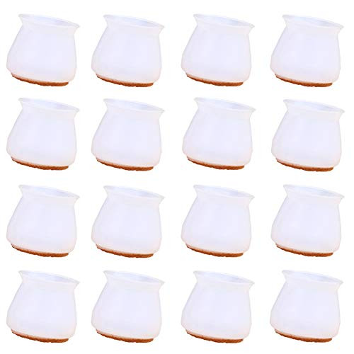 Silicone Chair Leg Caps,16 Pcs Chair Leg Protectors for Hardwood Floors, Free Moving Chair Leg Floor Protectors with Felt Pads, Chair Leg Covers to Prevent Scratches  and  Noise