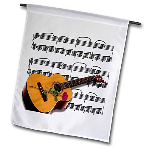 3dRose Lens Art by Florene - Musical Art - Image of Acoustic Guitar with Red Rose On Music Sheet - 12 x 18 inch Garden Flag -fl-302827-1- 3dRose Lens Art by Florene - Musical Art - Image of Acoustic Guitar with Red Rose On Music Sheet - 12 x 18 inch Garden Flag -fl-302827-1-