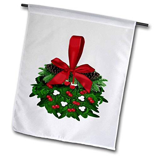 3dRose Anne Marie Baugh - Christmas - Pretty Christmas Mistletoe Ball Illustration - 12 x 18 inch Garden Flag -fl-318498-1-