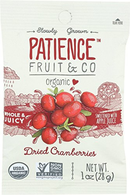 Patience Fruit and Co. Organic Dried Cranberries Fruit Snacks, 1 Ounce -Pack of 15- Patience Fruit and Co. Organic Dried Cranberries Fruit Snacks, 1 Ounce -Pack of 15-