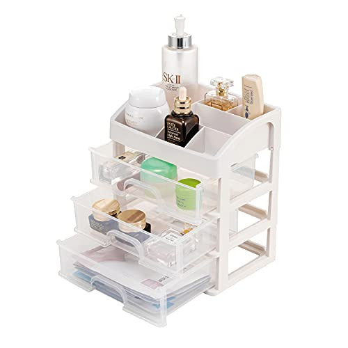 Cosmetic Makeup Home Organizer Plastic Storage Box with 3 Drawers Lipsticks Holder Desktop Sundry Storage Case