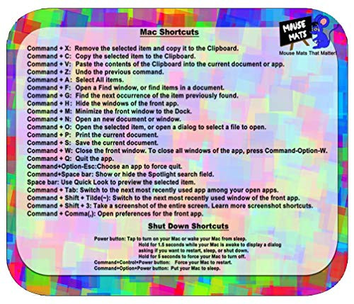 Mouse Mats Mac Keyboard Shortcut Cheat Sheet Sublimated Mouse Pad -Multi-