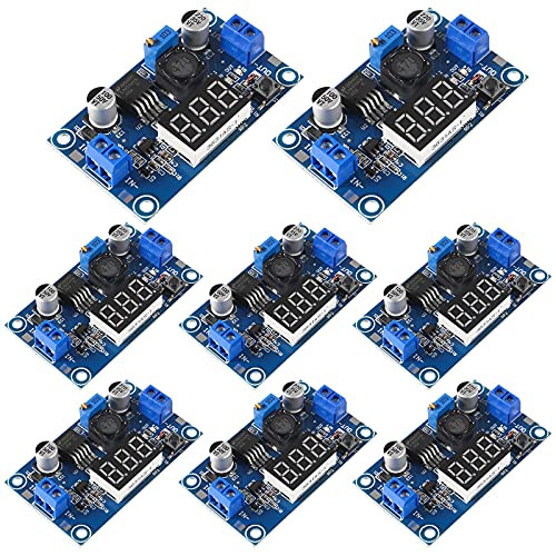 DC-DC LM2596S Buck Converter Step-Down Voltage Regulator Power Module 36V 24V 12V to 5V 2A Voltage Stabilizer with Digital Voltmeter Display-8pcs-