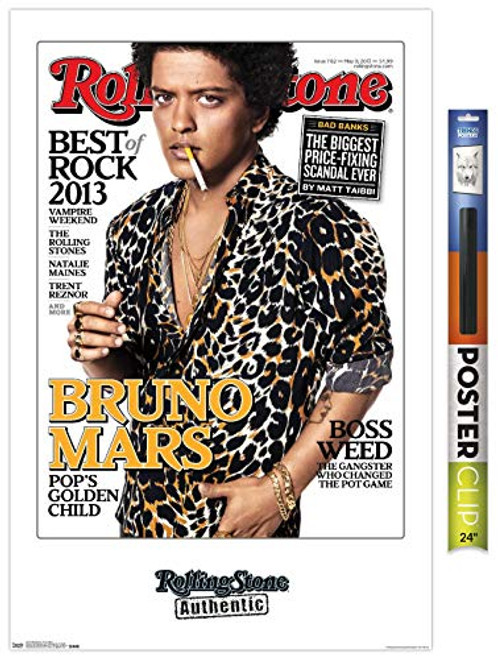 Trends International Rolling Stone Magazine - Bruno Mars 13 Wall Poster, 22.375" x 34", Premium Poster  and  Clip Bundle Trends International Rolling Stone Magazine - Bruno Mars 13 Wall Poster, 22.375" x 34", Premium Poster  and  Clip Bundle