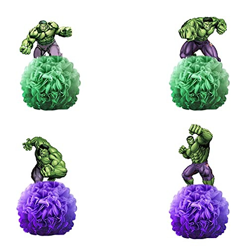 4 PCS Table Decorations for Hulk Party Honeycomb Centerpieces Decoration Decorations for Hulk Party Supplies Paper Flowers Table Decoration