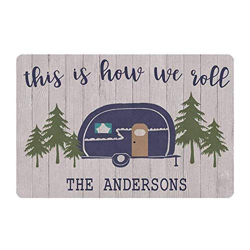 LQQWY Personalized Happy Campers Wooden Look Metal Sign Custom Name Family Home Room Art Wall Decor Sign Gift